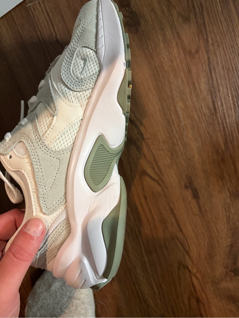Nike Women's White & Sage Green Retro Runner Sneakers - Picture 5 of 6